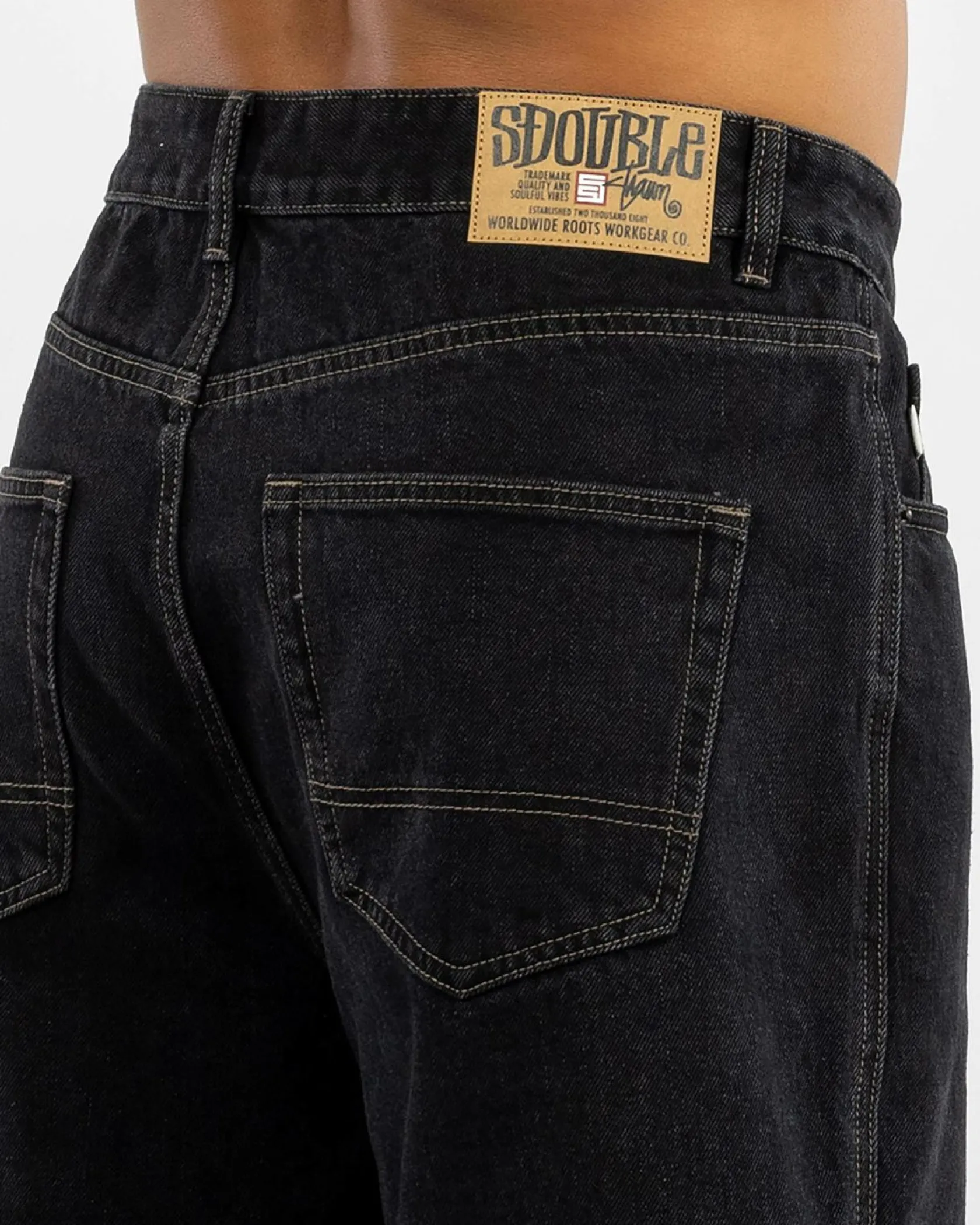 S-Double Denim Standard Shorts Black Wash Discount