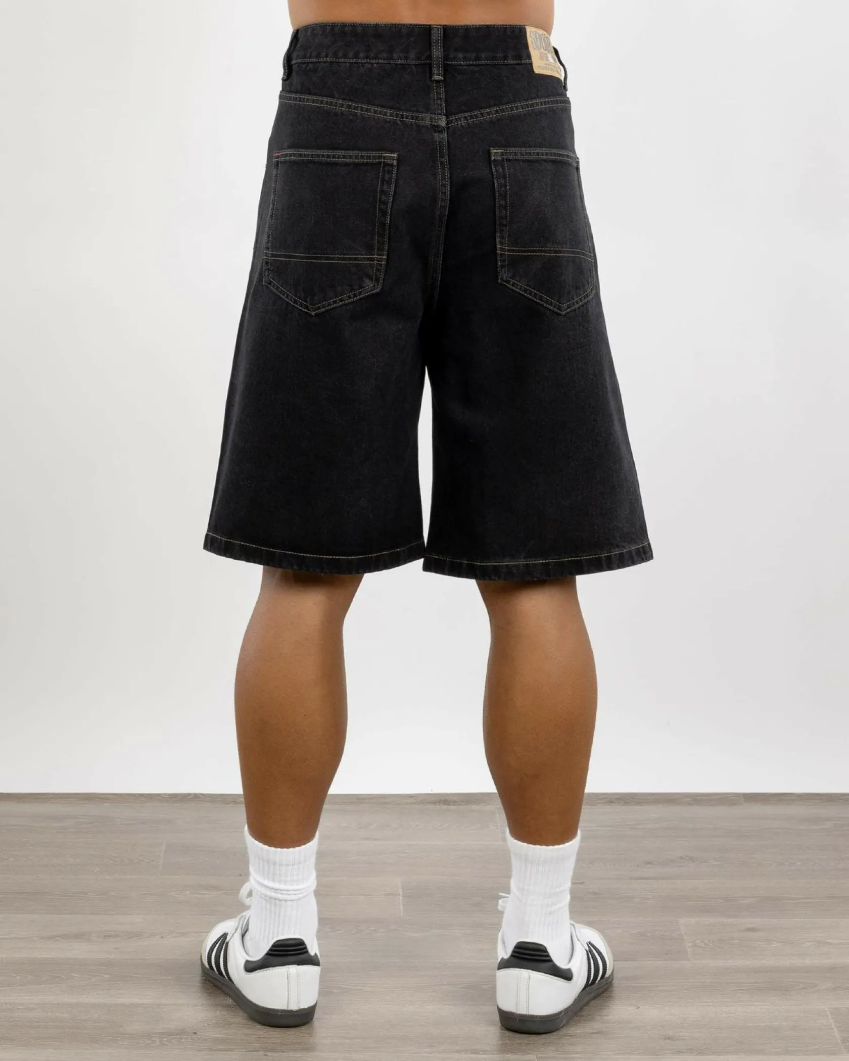 S-Double Denim Standard Shorts Black Wash Discount