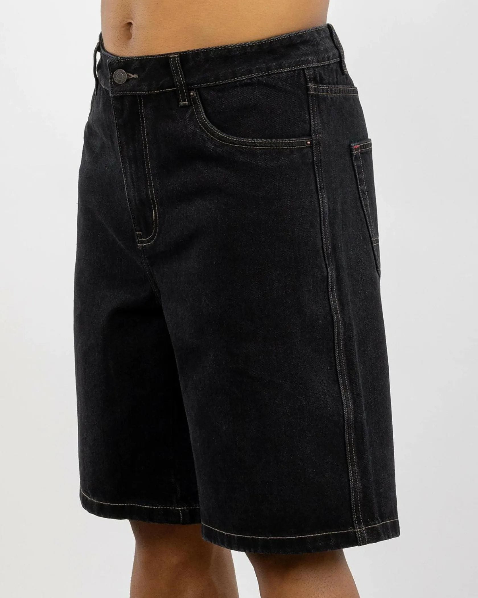 S-Double Denim Standard Shorts Black Wash Discount