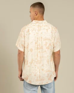 Double Diamond Ranch Desert Rider Short Sleeve Shirt Cream New