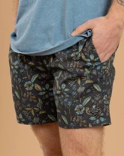 Skylark Dewfall Elastic Waist Shorts Slate Blue New