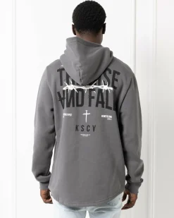 Kiss Chacey Dilluted Dual Curved Hoodie Charcoal Clearance