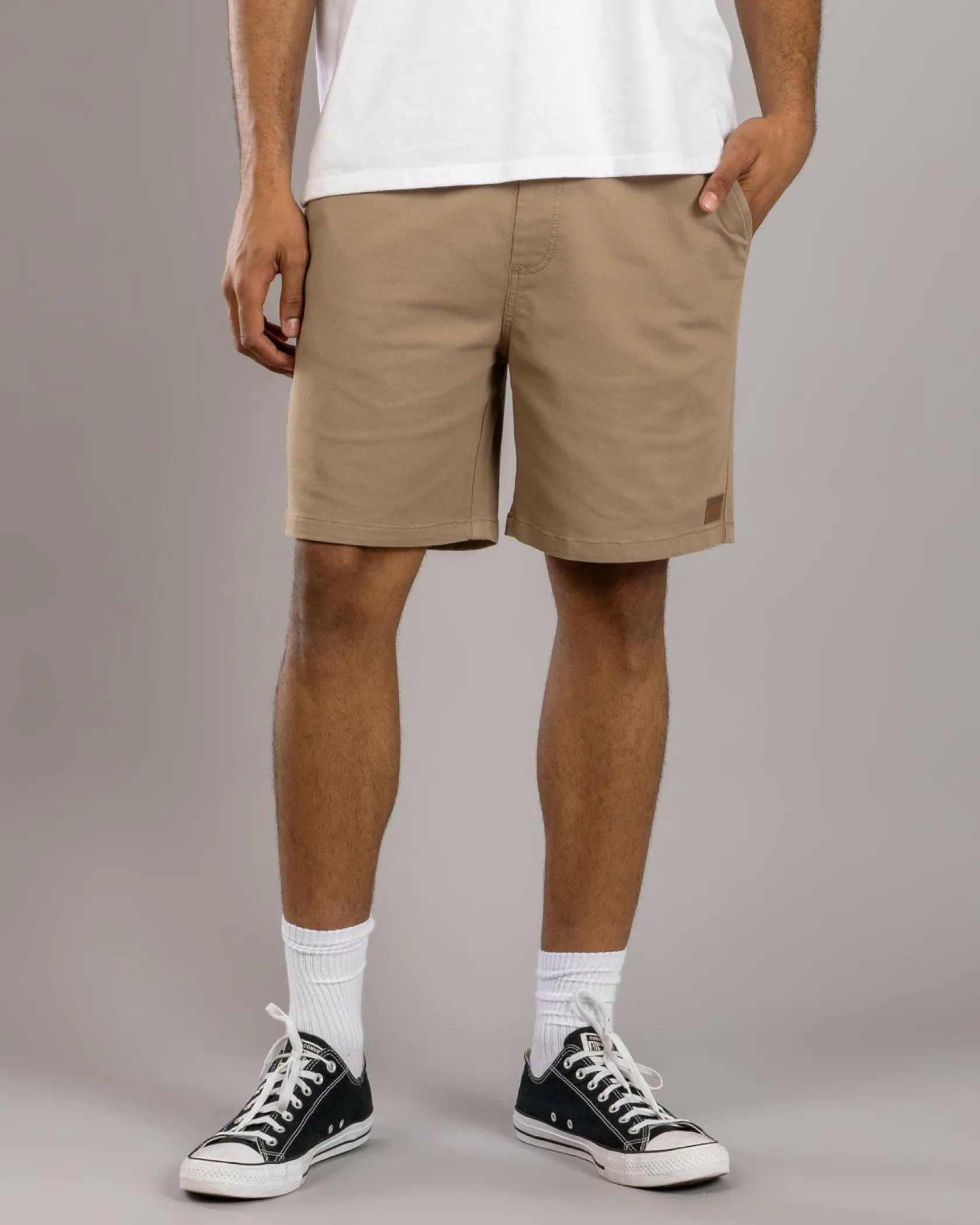 Lucid Division Elastic Waist Shorts Sand Online
