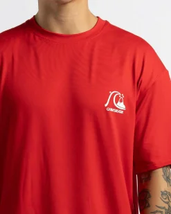 Quiksilver DNA Bubble Logo Short Sleeve Rash Vest Salsa Discount