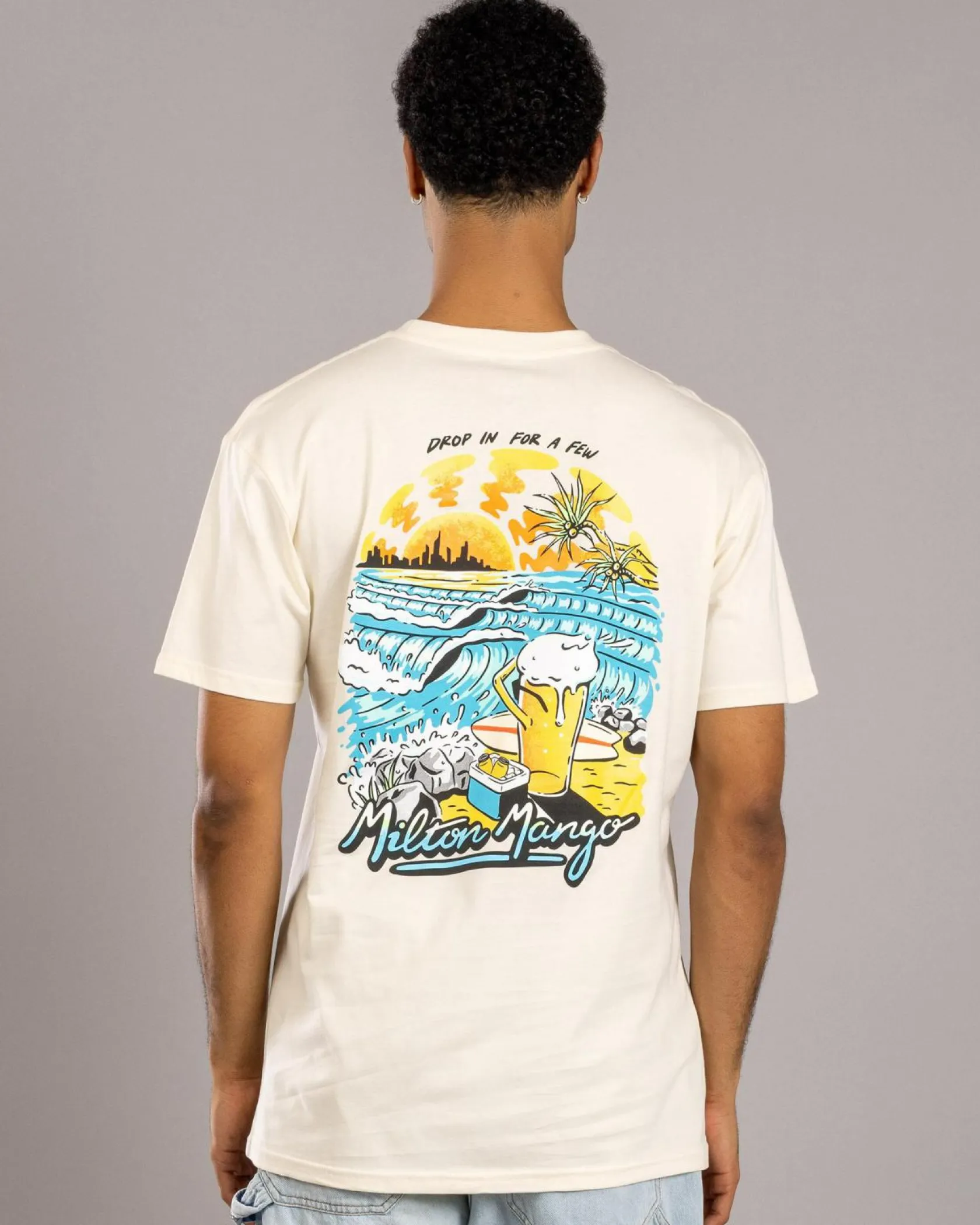 Milton Mango Drop In For A Few T-Shirt Ecru Hot