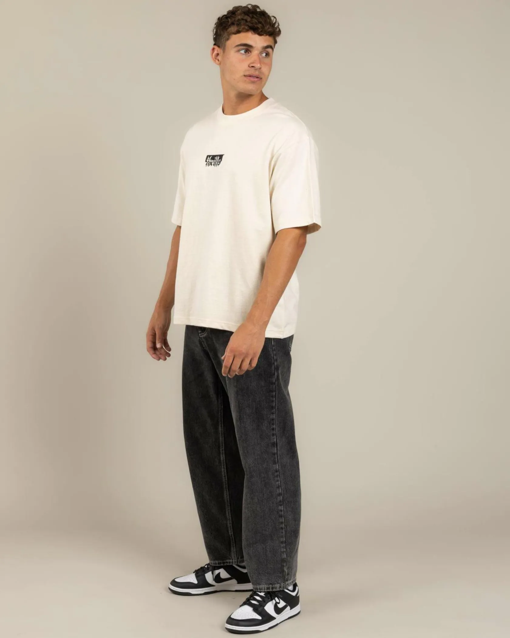Thrills Embro Box Fit Oversize Cropped T-Shirt Unbleached Best