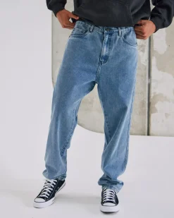 S-Double Embroided Denim Standard Jeans Fade Wash New