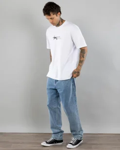 S-Double Embroided Denim Standard Jeans Fade Wash New