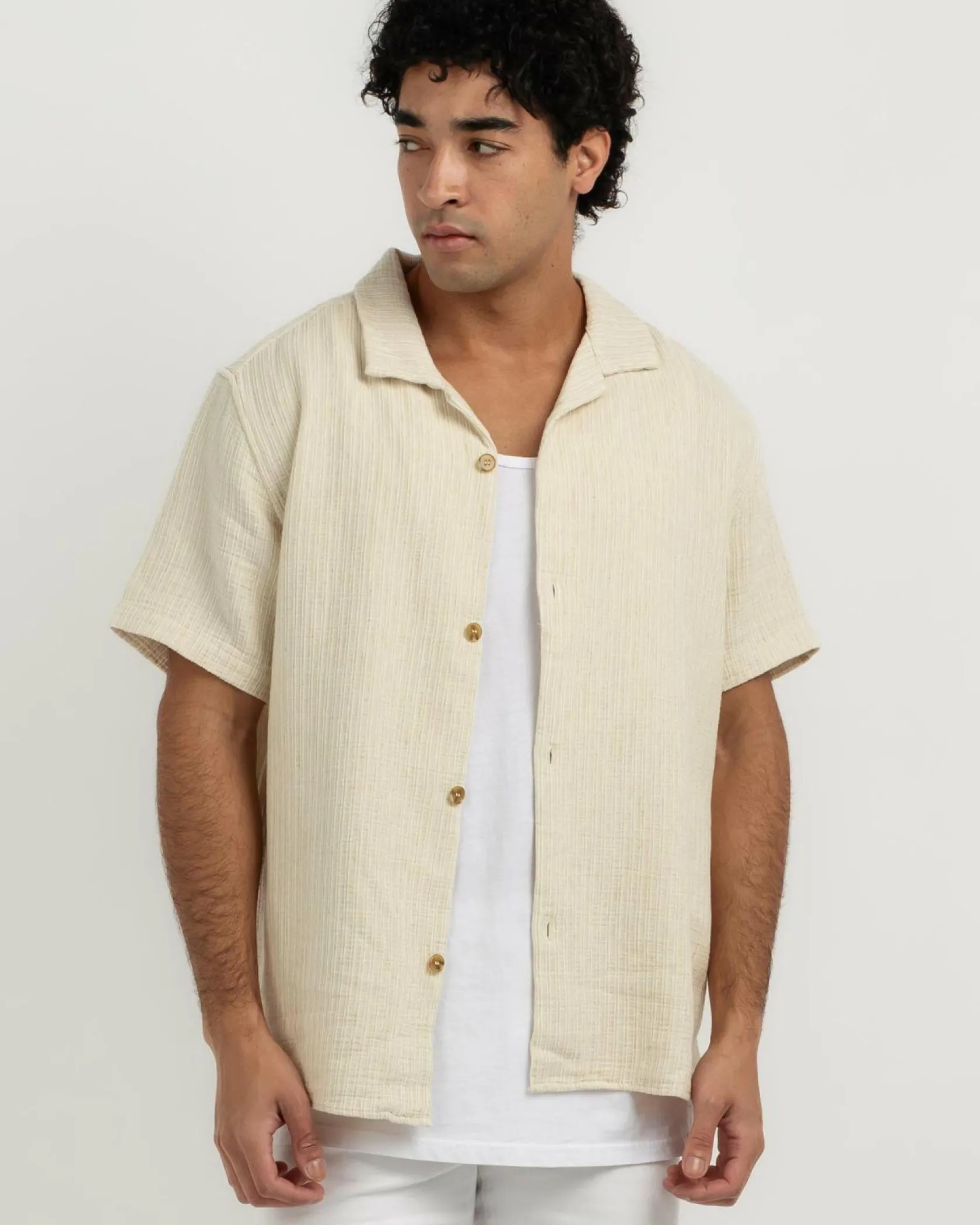 Rhythm Ensenada Short Sleeve Shirt Natural Hot