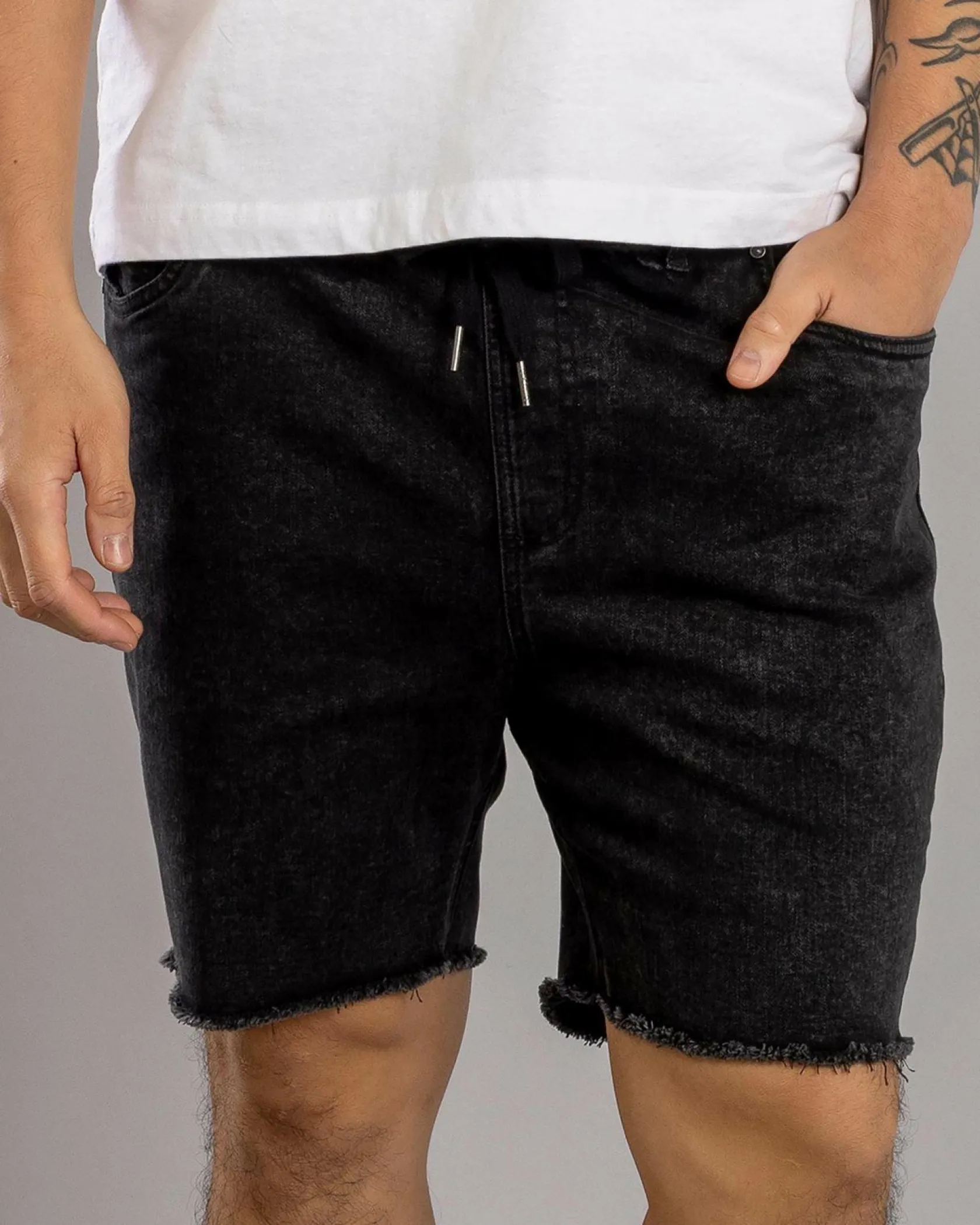 Skylark Ensnare Elastic Waist Shorts Washed Black Discount