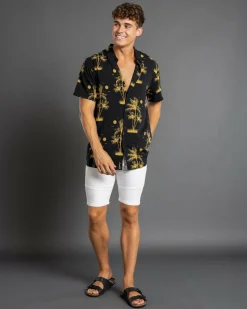 Lucid Escapade Short Sleeve Shirt Black - Tan Sale