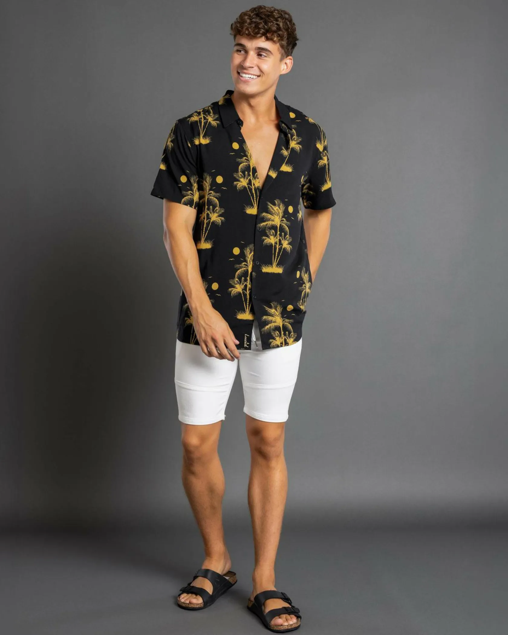 Lucid Escapade Short Sleeve Shirt Black - Tan Sale