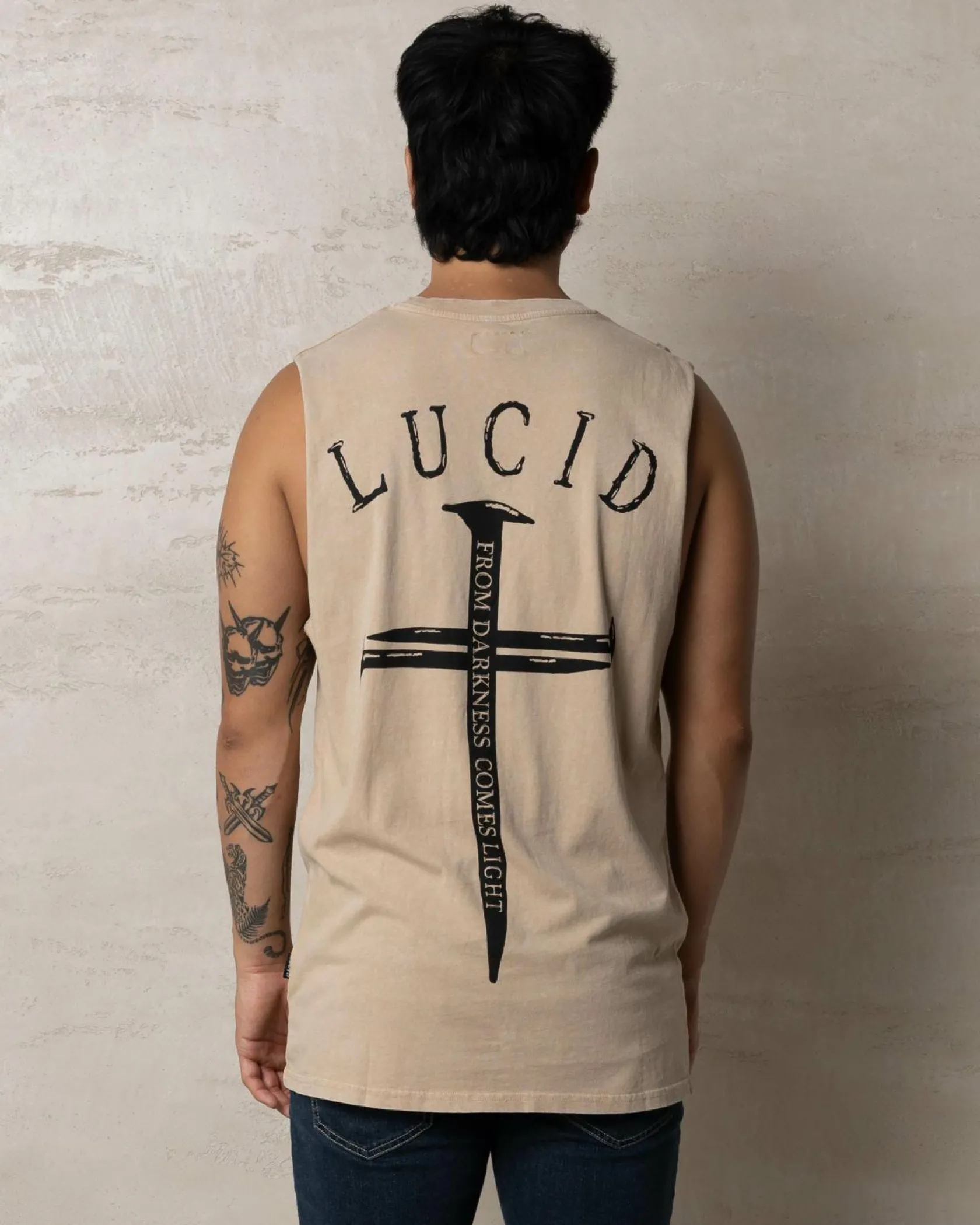 Lucid Essence Muscle Tank Sand Acid Outlet