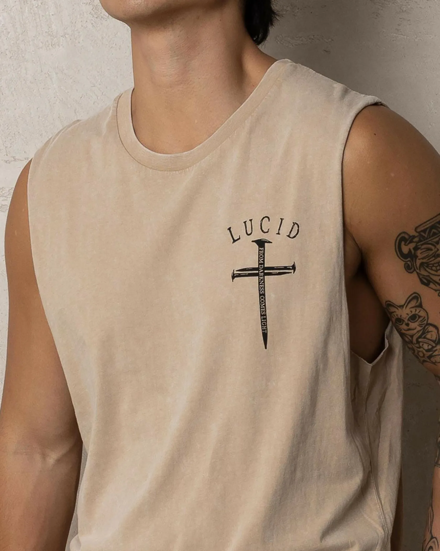 Lucid Essence Muscle Tank Sand Acid Outlet