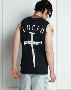 Lucid Essence Muscle Tank Navy Acid Sale