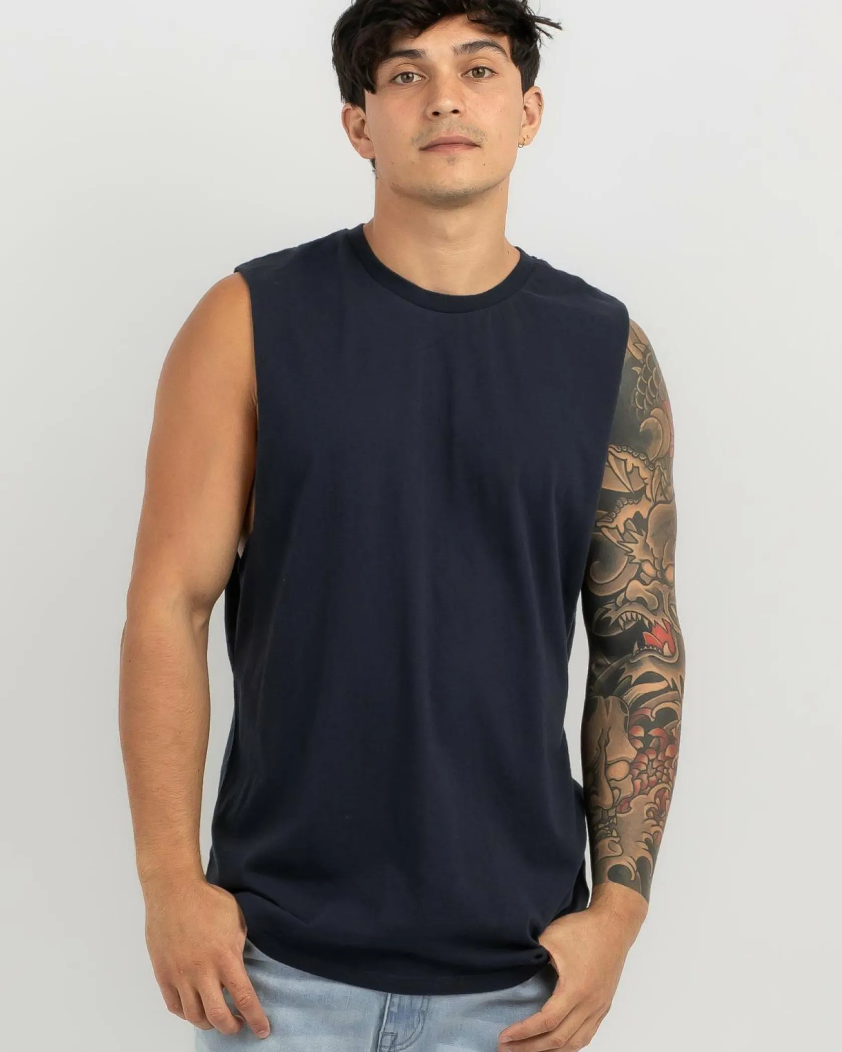 Lucid Essential Muscle Tank Navy Discount