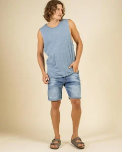 Lucid Essential Muscle Tank Blue Wash