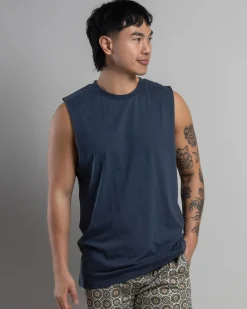 Lucid Essential Muscle Tank Midnight Blue Discount
