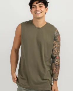 Lucid Essential Muscle Tank Olive Outlet