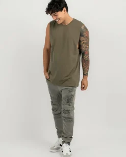 Lucid Essential Muscle Tank Olive Outlet