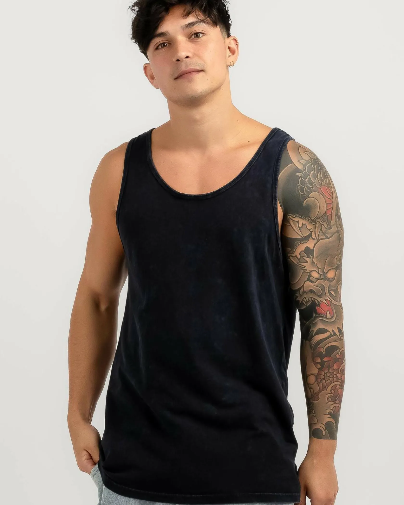 Lucid Essential Singlet Navy Wash Discount