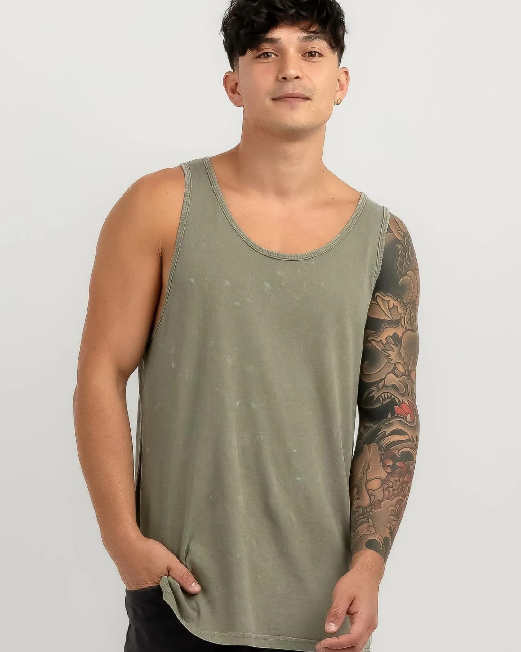 Lucid Essential Singlet Olive Wash Discount