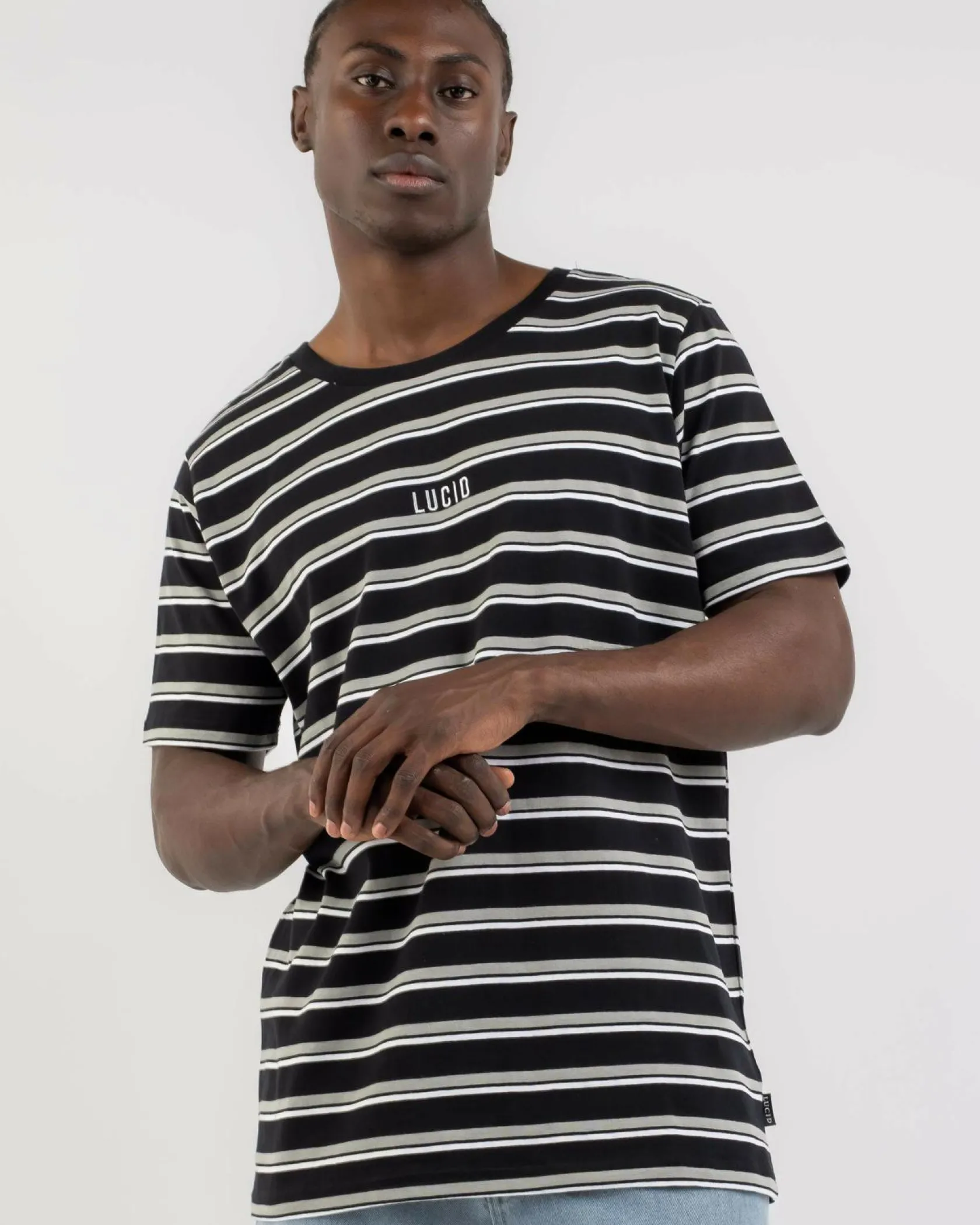 Lucid Essential Stripe T-Shirt Black Outlet
