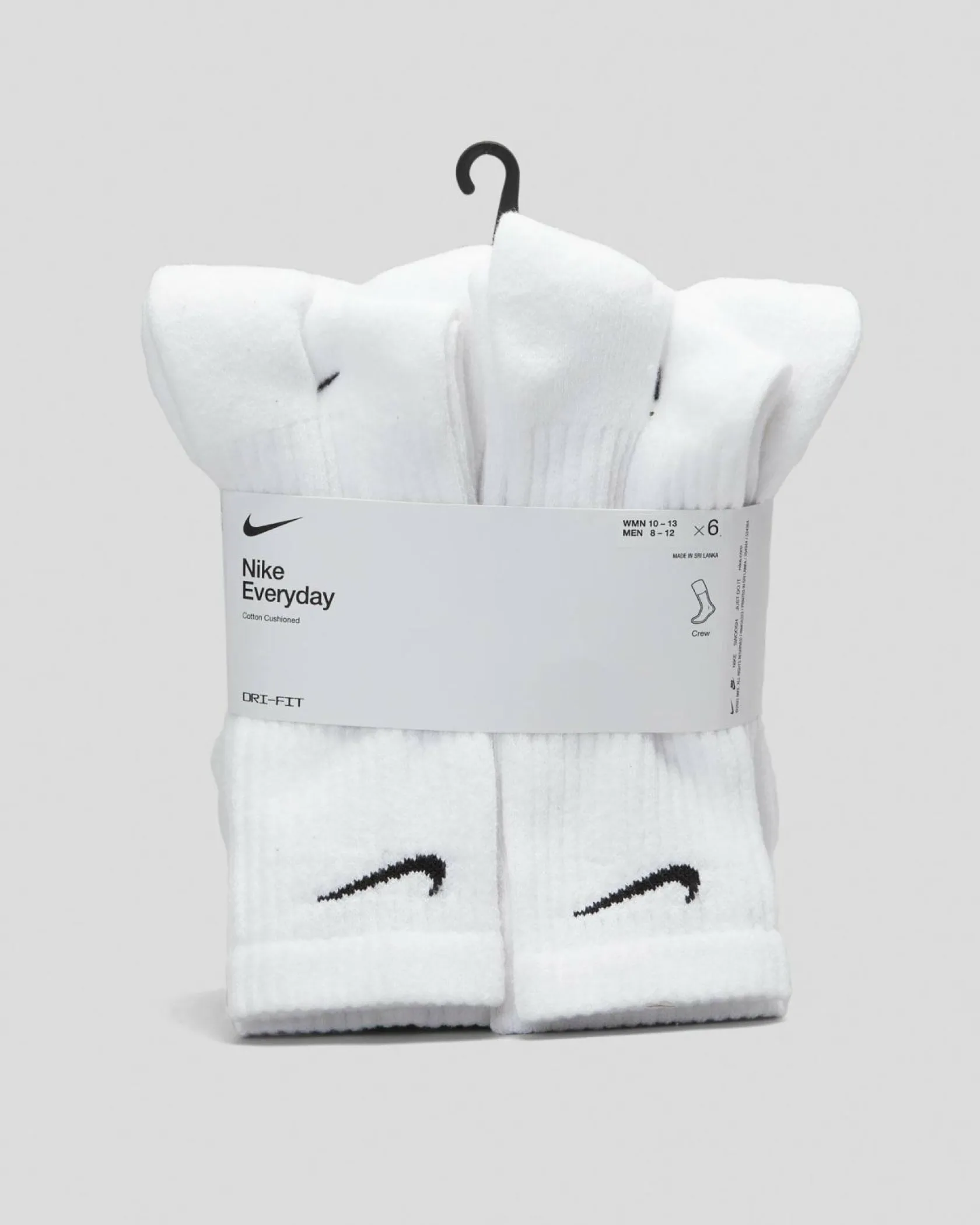 Nike Everyday Cushioned Crew Socks 6 Pack White/black