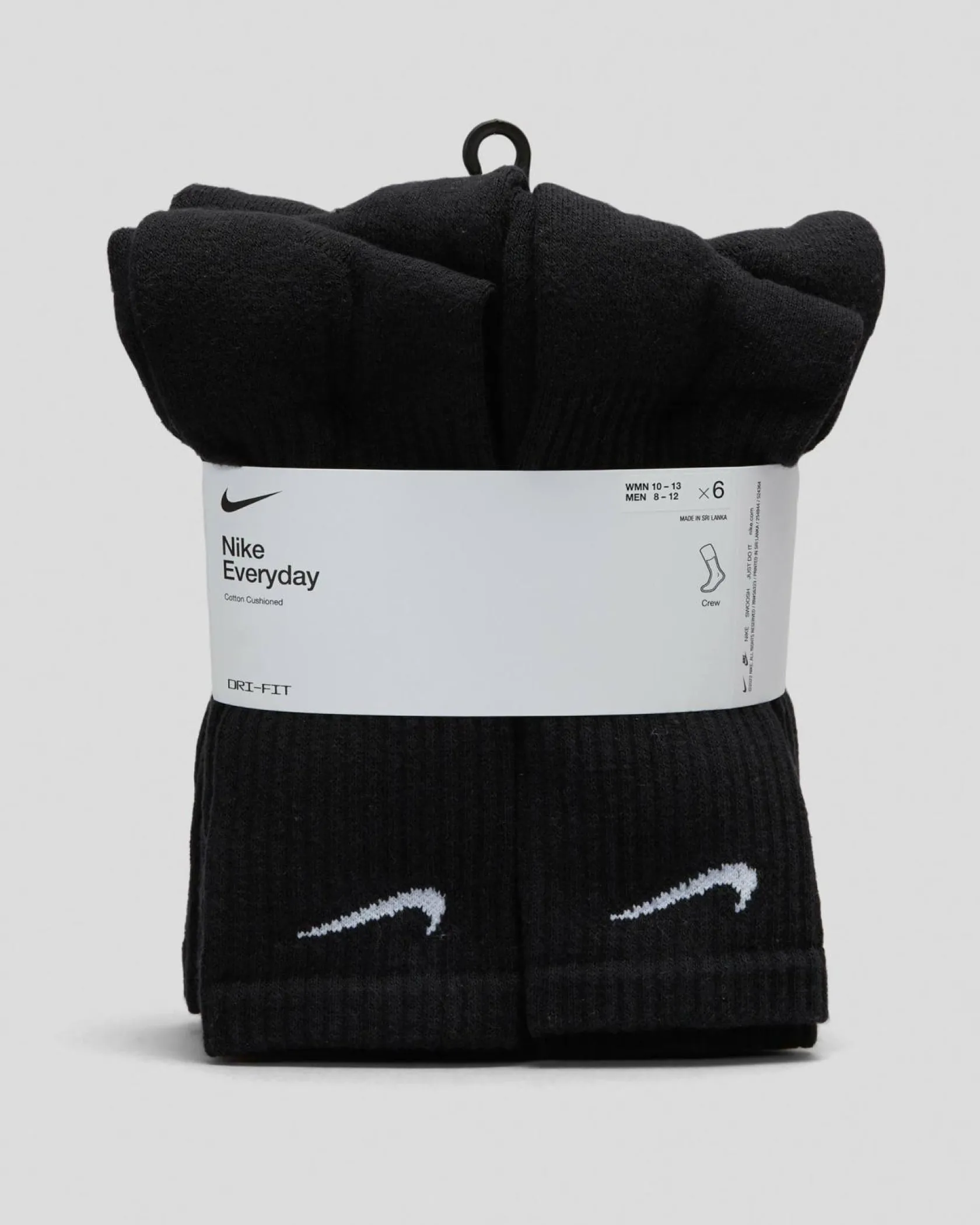 Nike Everyday Cushioned Crew Socks 6 Pack Black/white