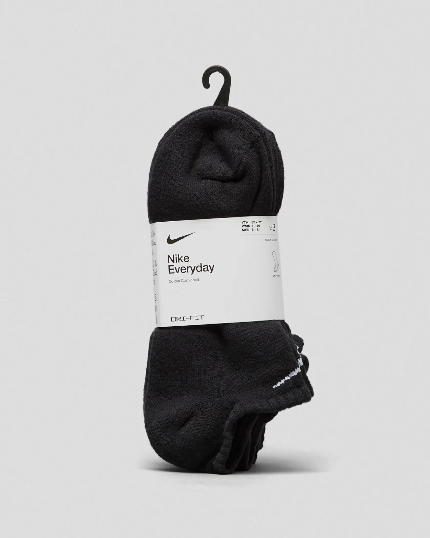 Nike Everyday Cushioned No Show Socks 3 Pack Black/white Online