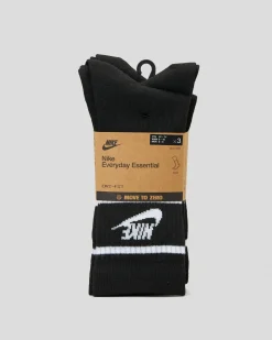 Nike Everyday Essential Crew Socks 3 Pack Black/white Best