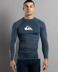 Quiksilver Everyday UPF50 Comp Long Sleeve Rash Vest Vintage Indigo New
