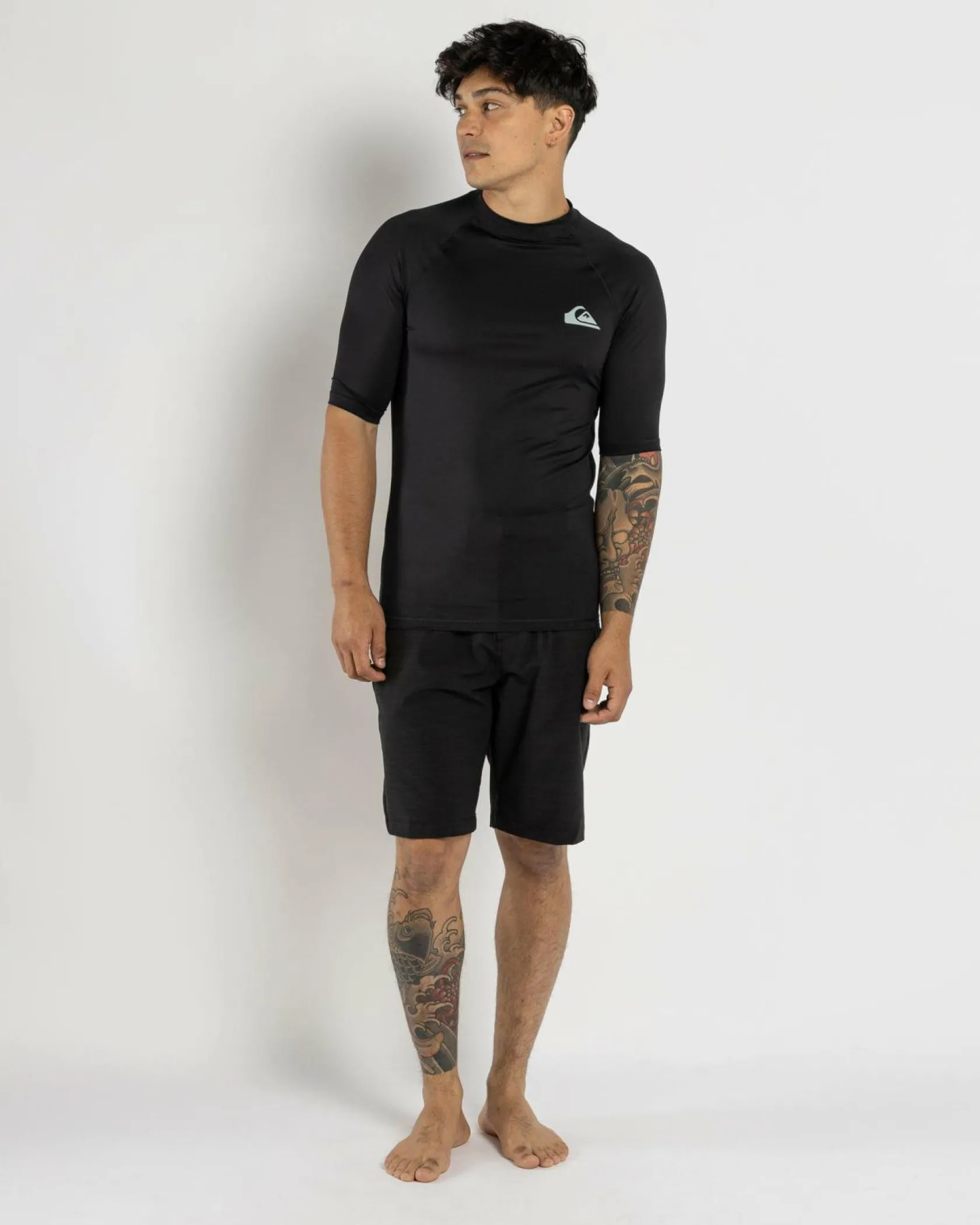 Quiksilver Everyday UPF50 Short Sleeve Rash Vest Black New