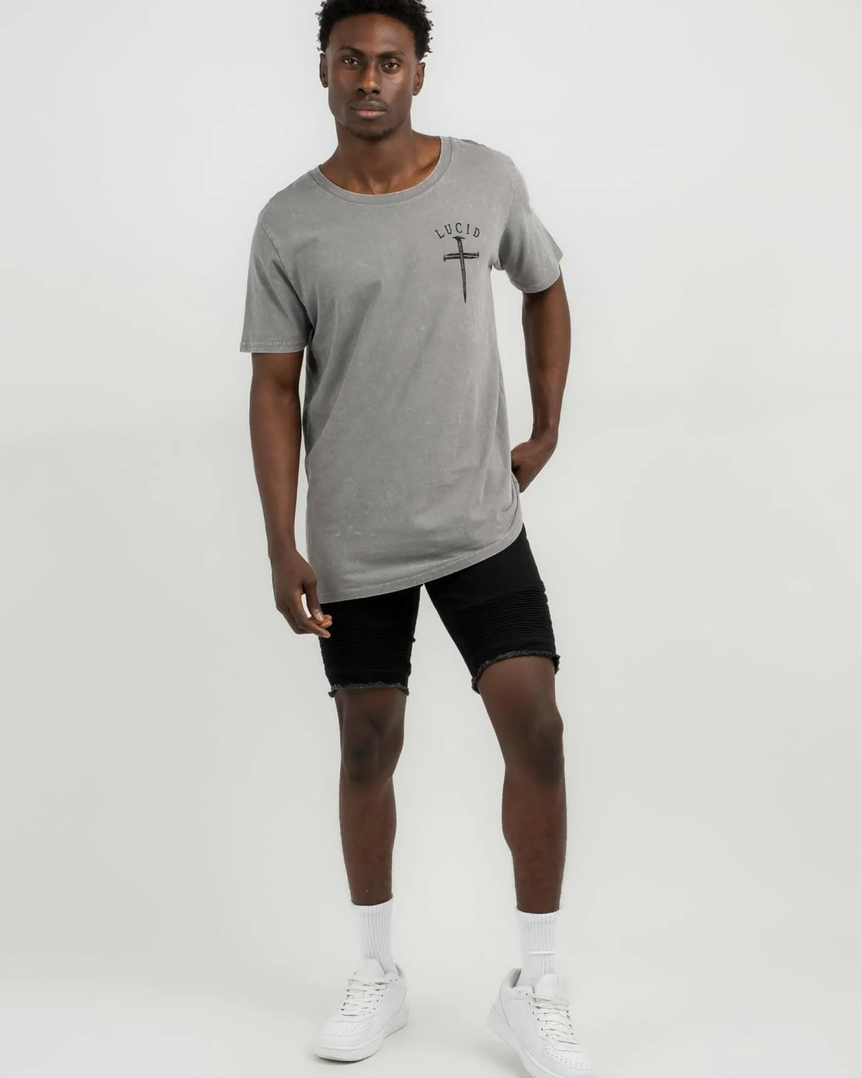 Lucid Expansion Denim Shorts Jet Black Clearance