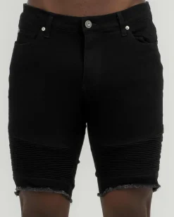 Lucid Expansion Denim Shorts Jet Black Clearance