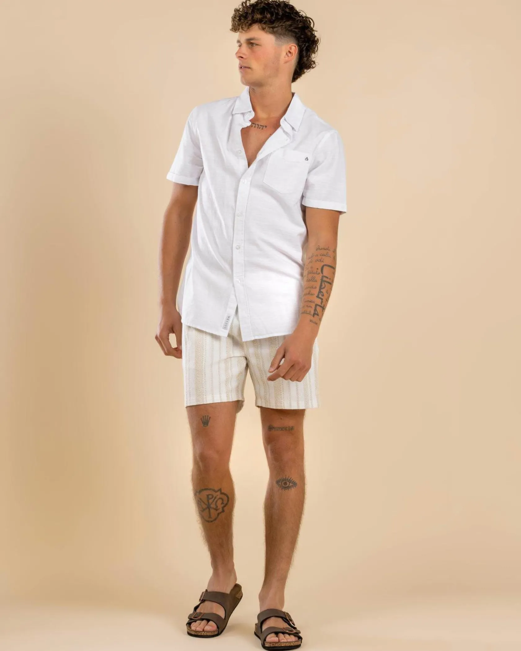 Lucid Extend Elastic Waist Shorts Tan Clearance