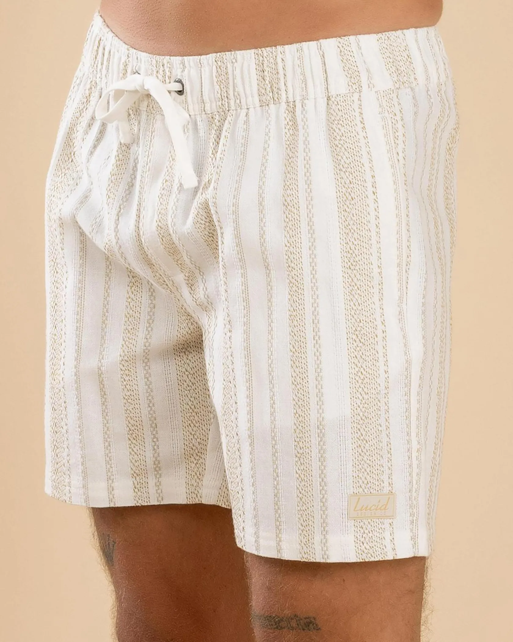 Lucid Extend Elastic Waist Shorts Tan Clearance