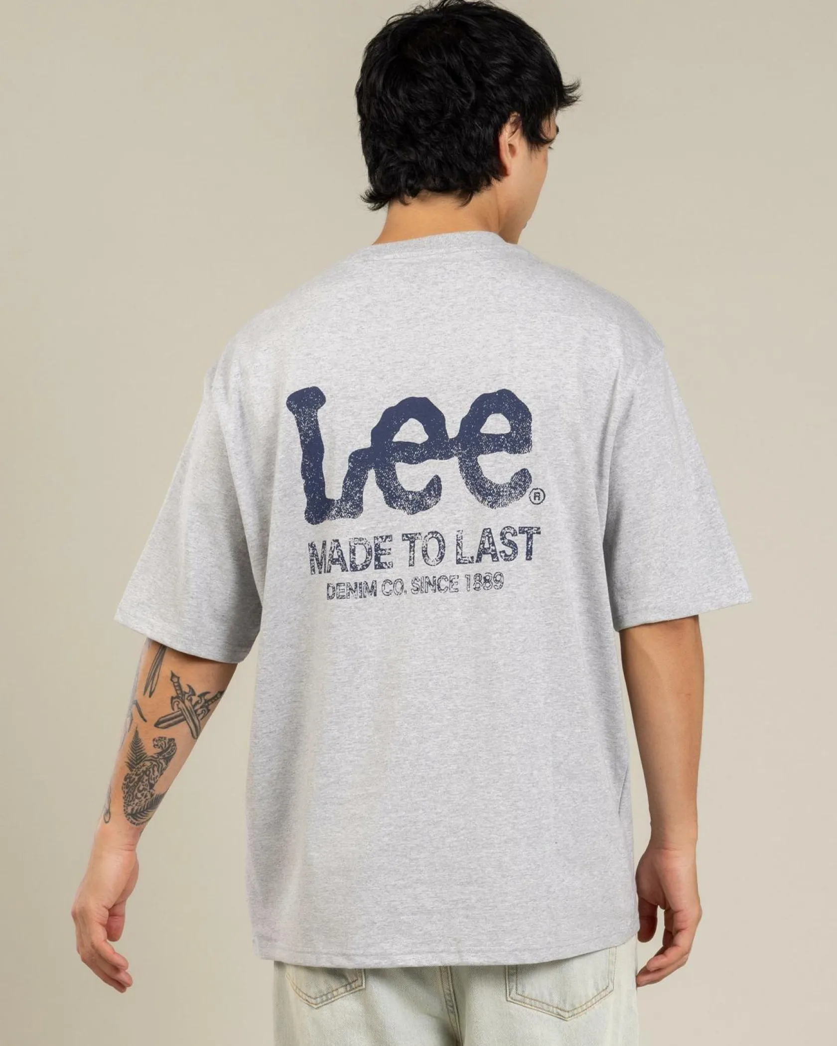 Lee Fade Away Baggy T-Shirt Grey Marle Discount
