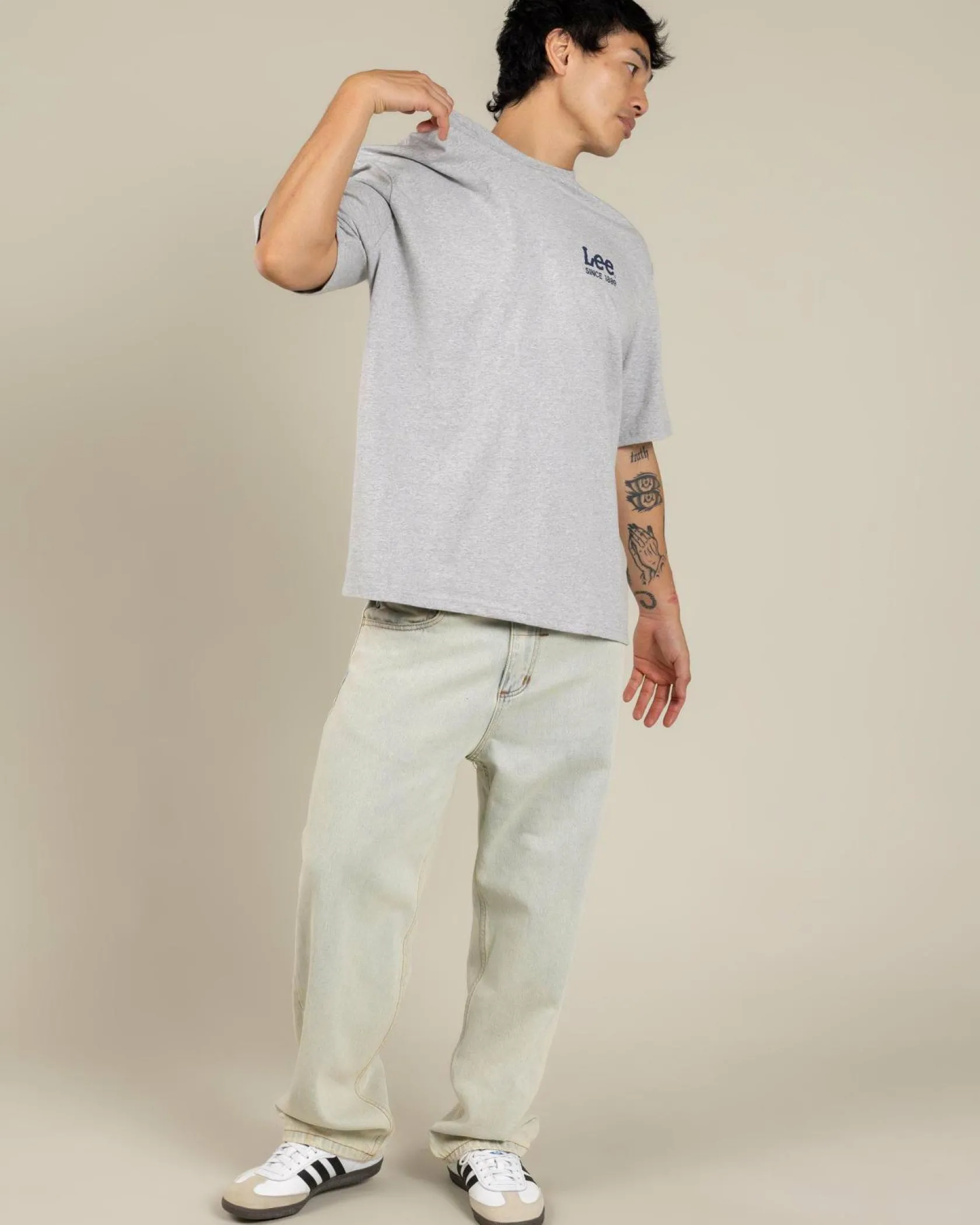 Lee Fade Away Baggy T-Shirt Grey Marle Discount
