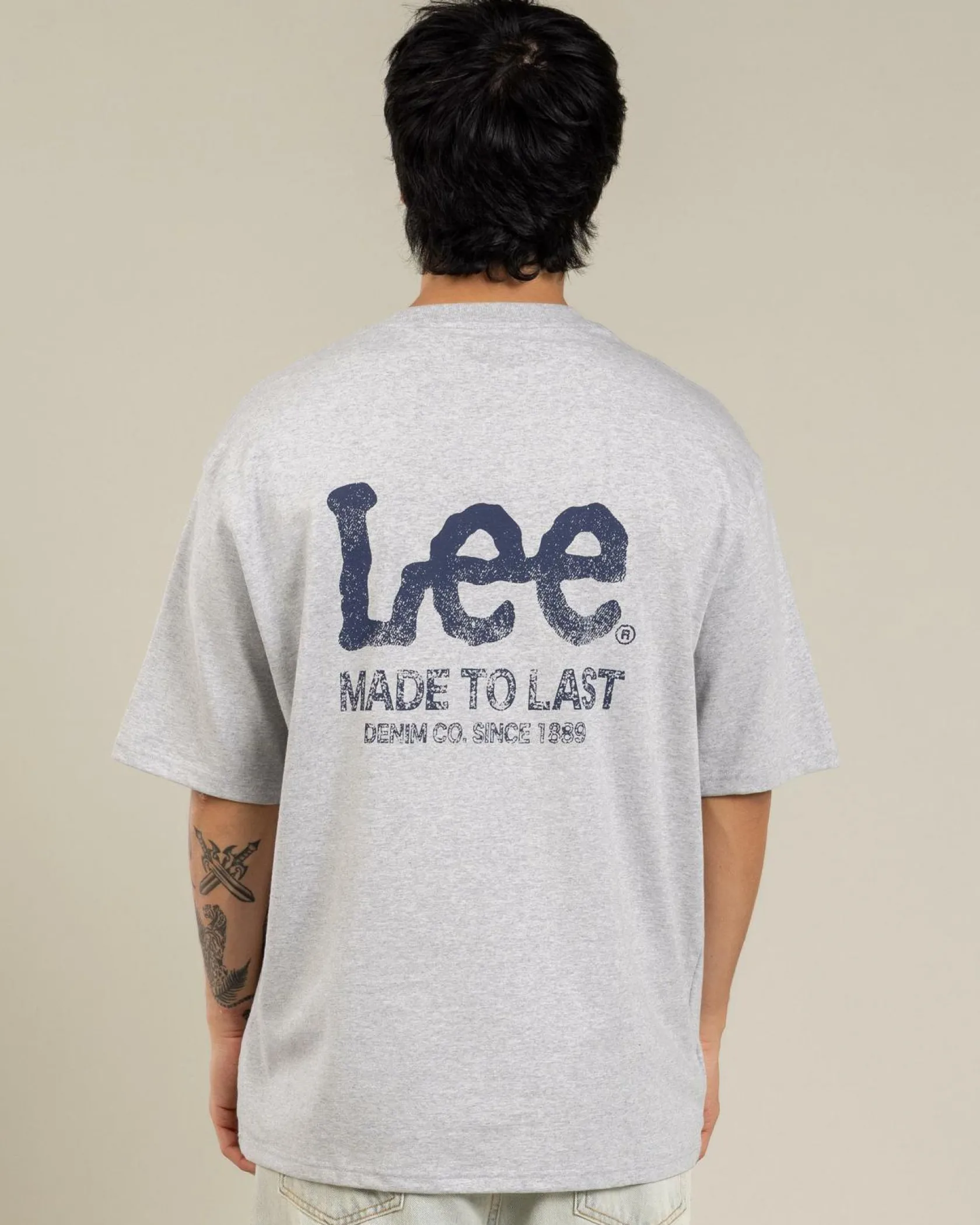 Lee Fade Away Baggy T-Shirt Grey Marle Discount