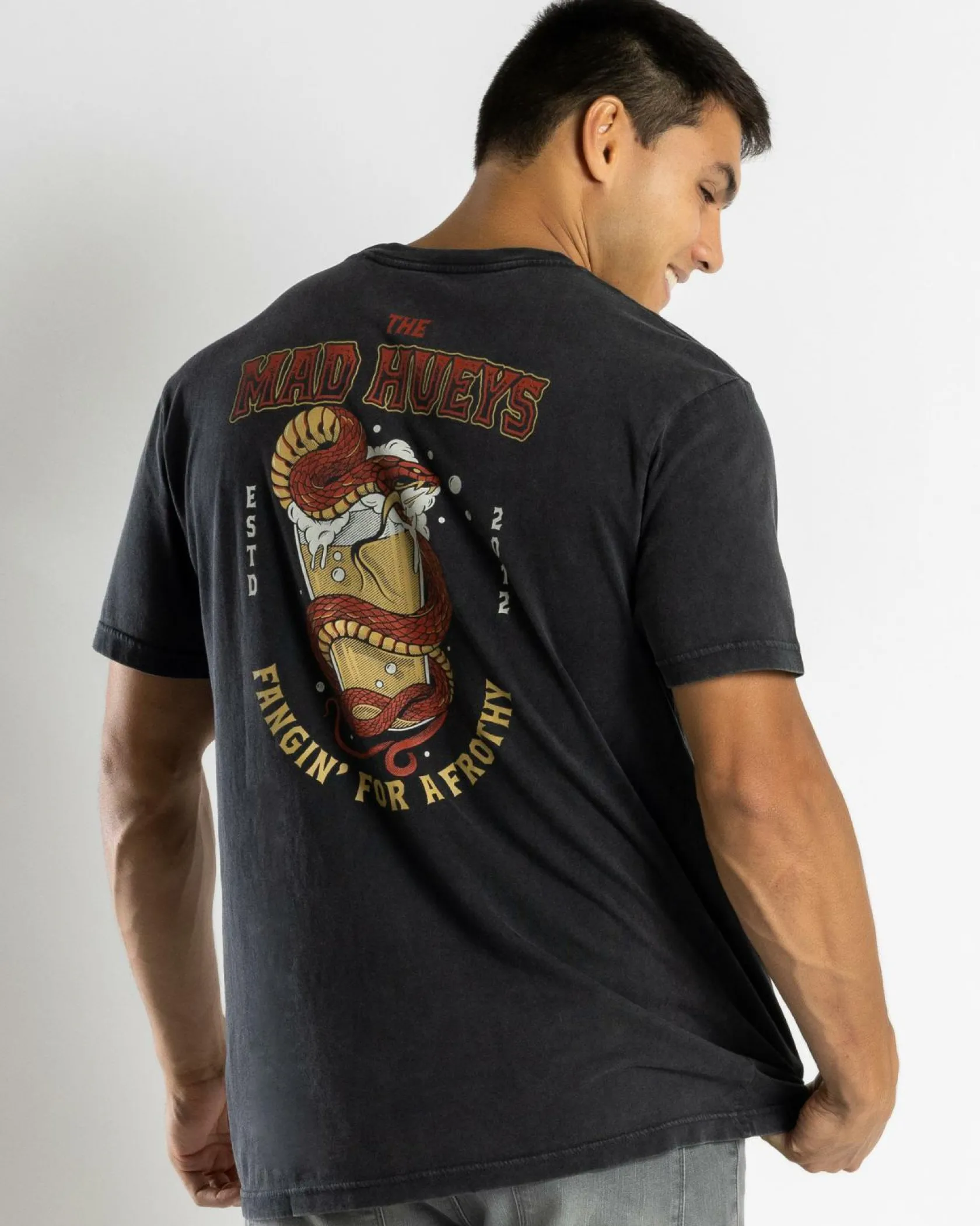 The Mad Hueys Fangin T-Shirt Washed Black New