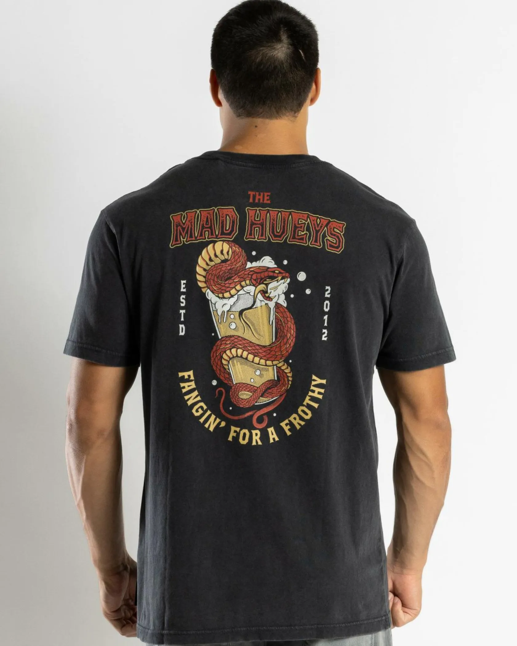 The Mad Hueys Fangin T-Shirt Washed Black New