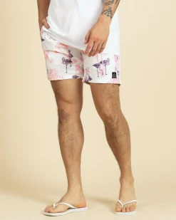 Lucid Feather Elastic Waist Shorts White/ Pink