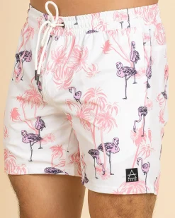Lucid Feather Elastic Waist Shorts White/ Pink