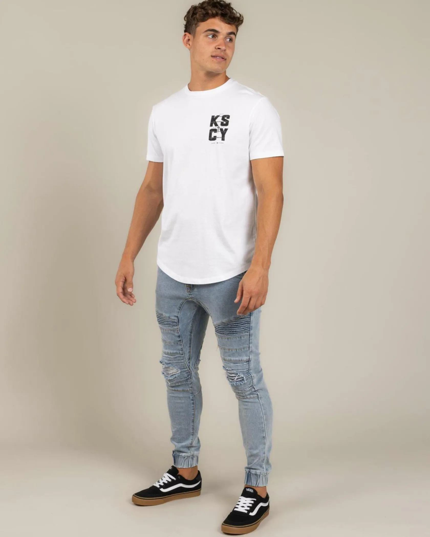 Kiss Chacey Fenced Dual Curved T-Shirt Optical White Discount