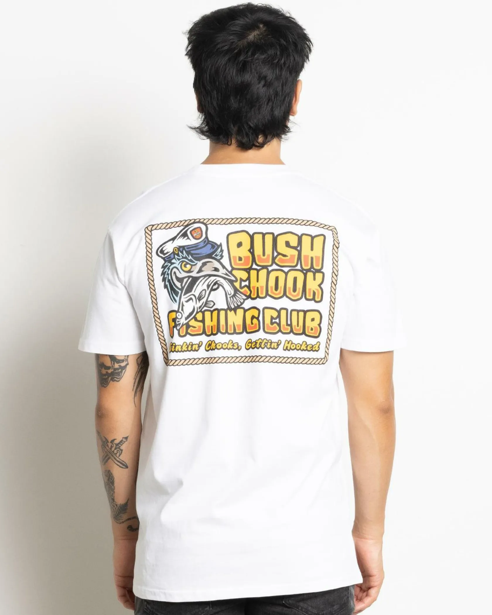 Bush Chook Fishing Club T-Shirt White Hot