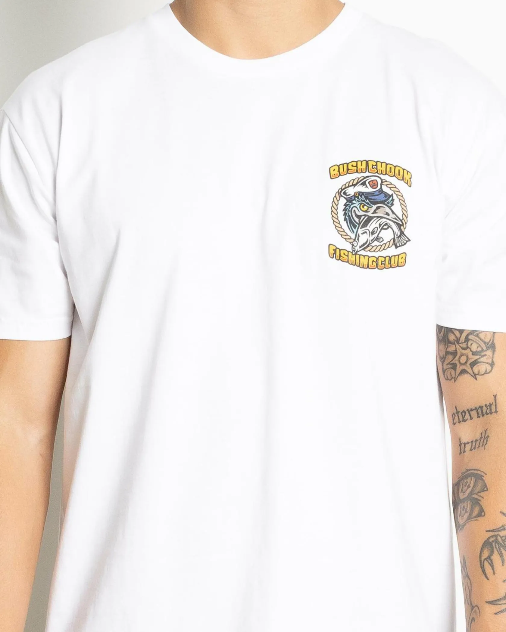 Bush Chook Fishing Club T-Shirt White Hot