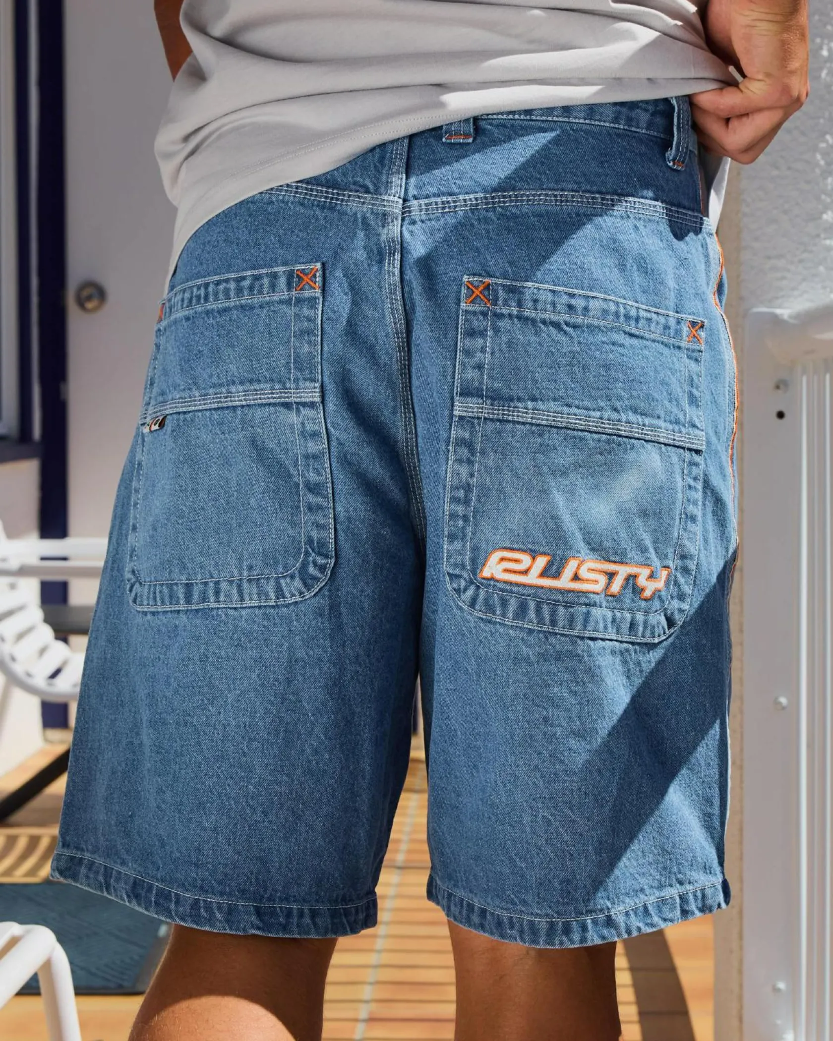 Rusty Flip Daddy 2.0 Jean Shorts Middy Blue
