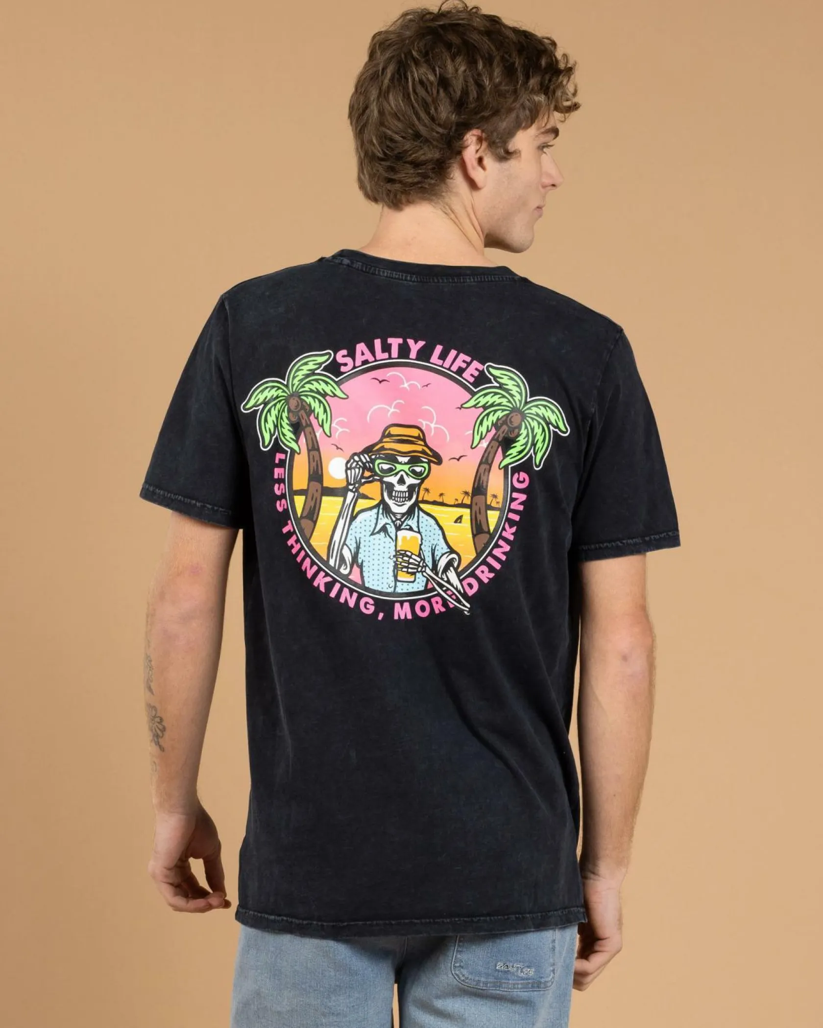 Salty Life Flip Flop Fuel T-Shirt Navy Acid Sale