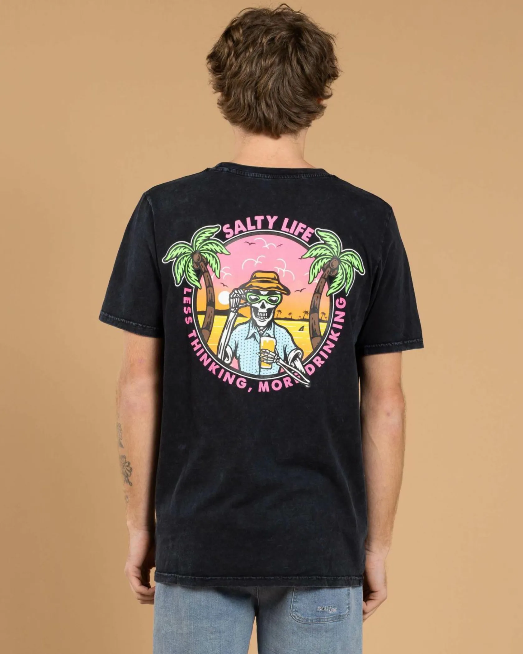 Salty Life Flip Flop Fuel T-Shirt Navy Acid Sale